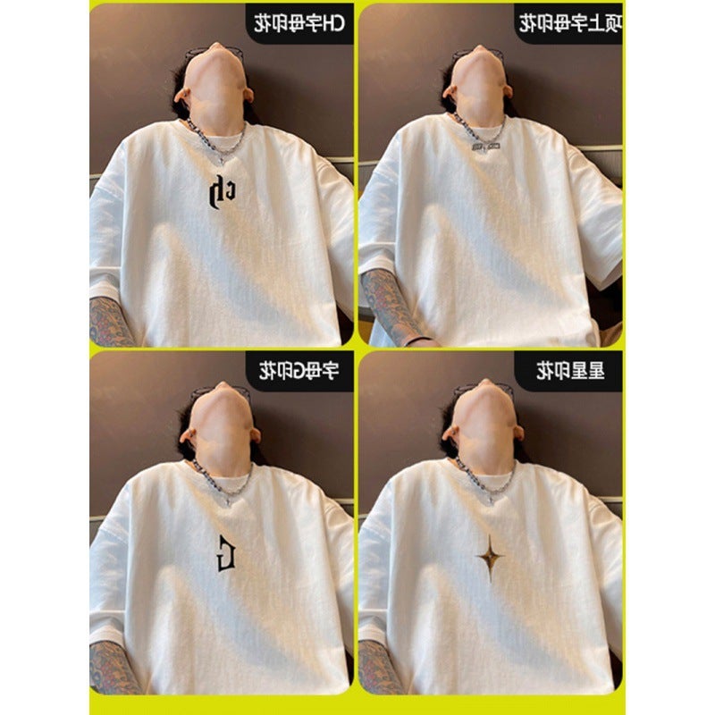 Fashion Brand Autumn Men'S Short-Sleeved T-Shirt Men'S Pure Cotton Crewneck Extra Large Size Fat Loose Short-Sleeved Purplish Blue 5 - Image 4