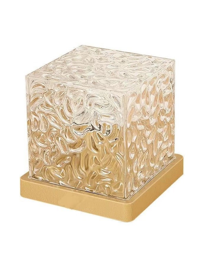 ELTRAZONE Square Water Ripple Atmosphere Light Night Light Flame Aurora Dynamic Desk Lamp Wooden Base 16 Colors - Image 5