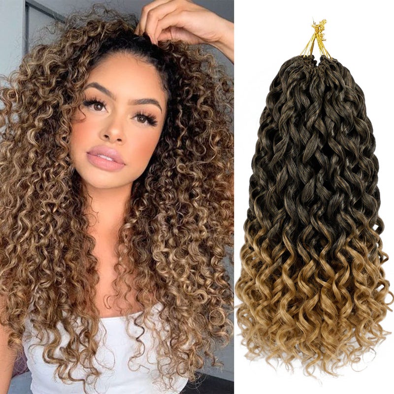 7 Packs GoGo Curl Crochet Hair 14 Inch Short Curly Crochet Hair for Women Beach Curl Water Wave Deep Twist Crochet Braids Synthetic Braiding Hair Extensions 14 Inch T1B27