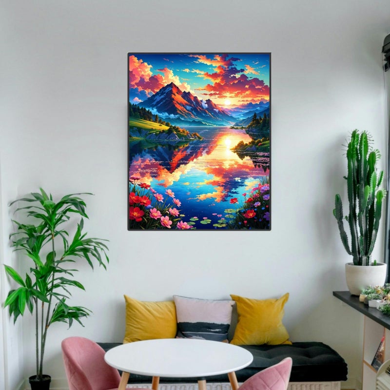 ldazao Mountain Paint By Numbers Kit For Adults Beginner Nature Adult Paint By Number Kits On Canvas Mountain Oil Painting Kit For Beginners Adults' Paint-By-Number Kits For Gift Home Wall Decor 16x20 Inch - Image 3