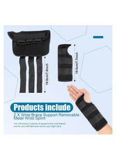 KASTWAVE Carpal Tunnel Wrist Brace Support Removable Metal Wrist Splint, 2 Pieces Three Adjustable Compression Straps for Tendinitis, Sports Injuries, Pain Relief (Left and Right Hand)  - Image 2