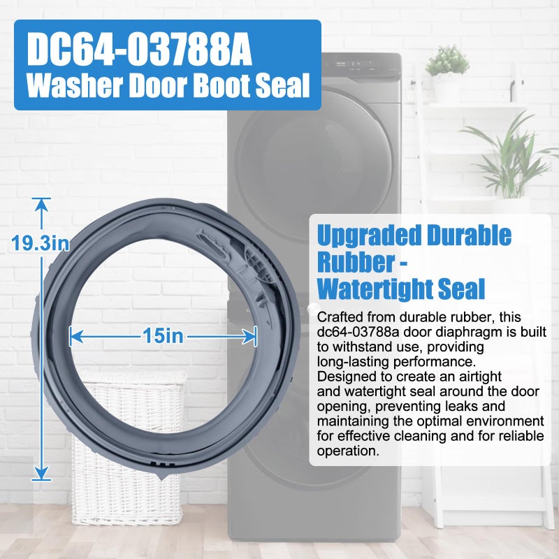 ترقية Dc64-03788A ختم التمهيد لباب الغسالة متوافق مع Samsung Front Loader Door Seal Washing Door Diaphragm Wf45T6000Aw/A5 Wf45R6300Av/Us Wf45R6300Aw/Us Wf45R6100Aw/Us Wf45T6200Aw/Us حشية الباب - Image 3