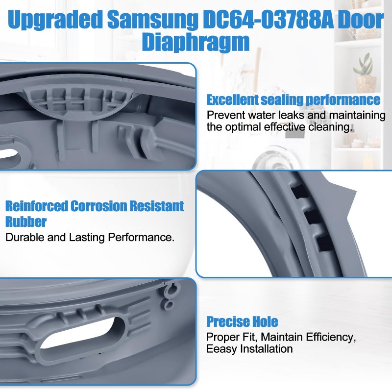 ترقية Dc64-03788A ختم التمهيد لباب الغسالة متوافق مع Samsung Front Loader Door Seal Washing Door Diaphragm Wf45T6000Aw/A5 Wf45R6300Av/Us Wf45R6300Aw/Us Wf45R6100Aw/Us Wf45T6200Aw/Us حشية الباب - Image 2