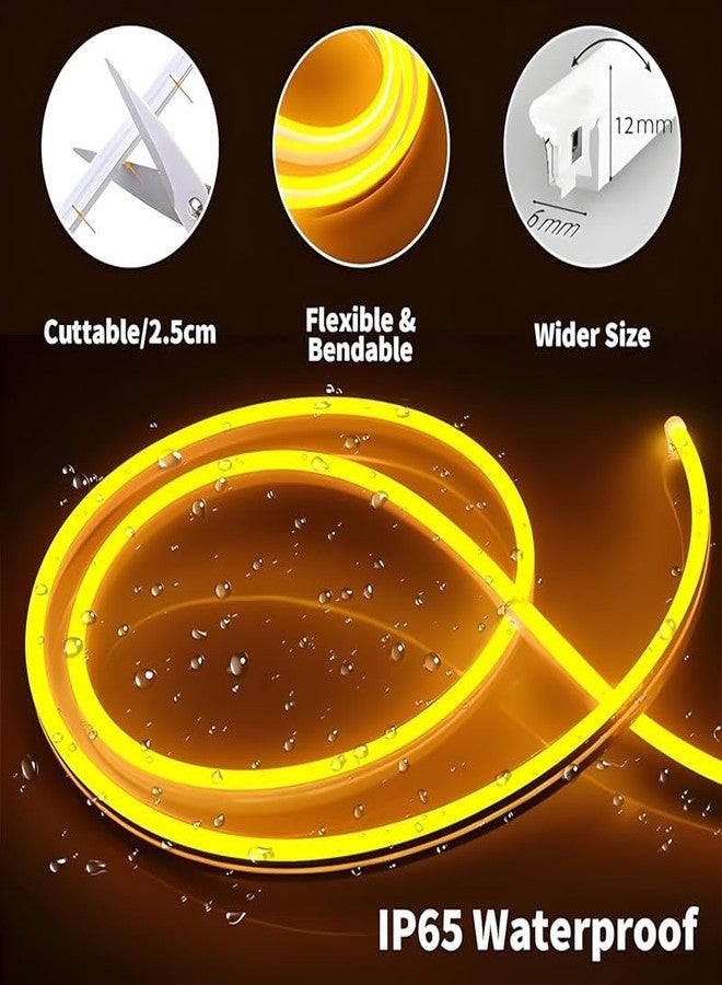 SAMEILI 5-Meter Yellow Neon Light Strip with 600 LEDs and 12V Adapter – Ideal for Wall Decorations, Parties, Celebrations, Bars, and Custom Neon Displays (Pack of 1) - Image 5