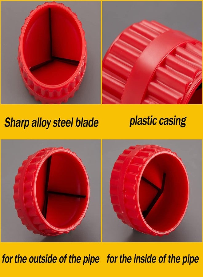 Ripeng 2 Pieces Inner-Outer Reamer Pipe and Tube Deburring Reamer Tubing Chamfer Tool for PVC PPR Copper Brass Aluminum Pipes (Red, Black) - Image 3