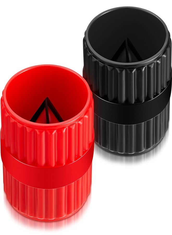 Ripeng 2 Pieces Inner-Outer Reamer Pipe and Tube Deburring Reamer Tubing Chamfer Tool for PVC PPR Copper Brass Aluminum Pipes (Red, Black) - Image 1