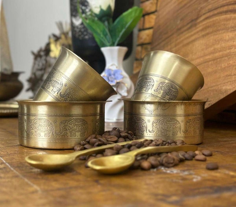 PURI BARTANWALA - Elephant Marathon - Brass/Pital DABARA Set 200 ML Set of 2 - Image 3