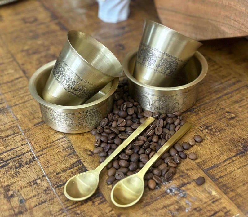 PURI BARTANWALA - Elephant Marathon - Brass/Pital DABARA Set 200 ML Set of 2 - Image 2