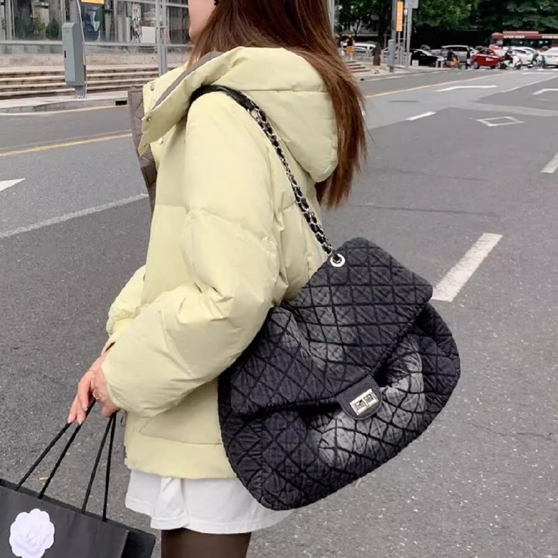 Lishi Denim Crossbody Bag with Chain, 2025 New Style - Image 1