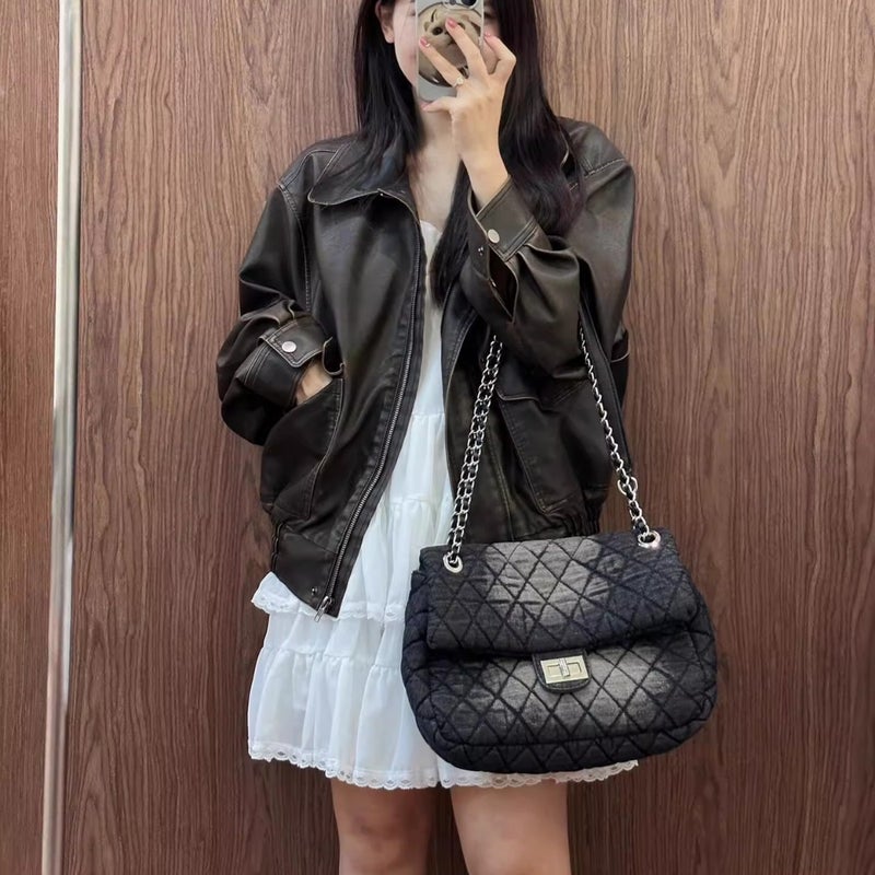 Lishi Denim Crossbody Bag with Chain, 2025 New Style - Image 2