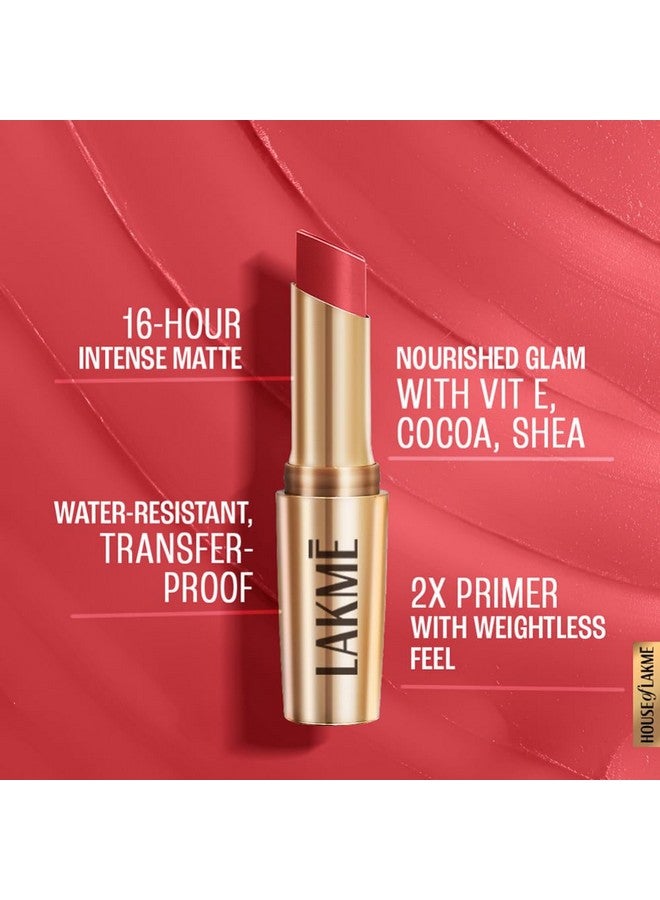 LAKME 9 To 5 Primer + Matte Lip Color Peachy Affair, 3.6G  - Image 3