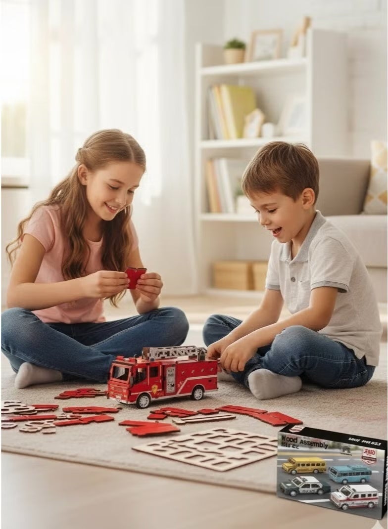 Saudi Select Engaging 3D Wooden Puzzle Fire Truck Toy - Hands-On STEM Learning & Fun Assembly Model Kit - Image 2