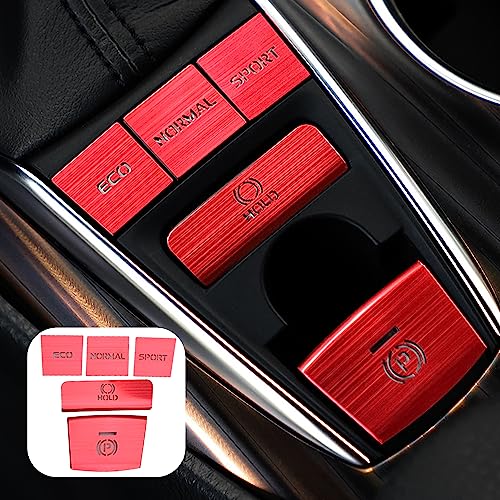 BoxCheer 5PCS Gear Shift Panel Button Sticker Suitable for Camry 2018-2023 Aluminum Alloy Patch Center Console Protector Decorative Accessories - Red - Image 1