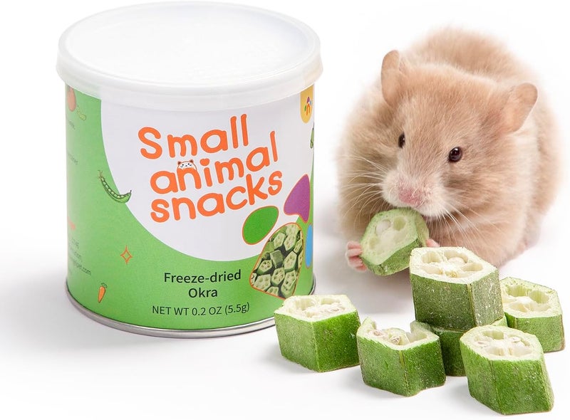 Niteangel Hamster Snacks and Treats Toy - Natural Treat for Dwarf Hamsters, Syrian Hamsters, Robo Hamsters, Gerbils, Mice, Degus or (Freeze-Dried Okra - 0.2 oz (5.5 g)) - Image 1