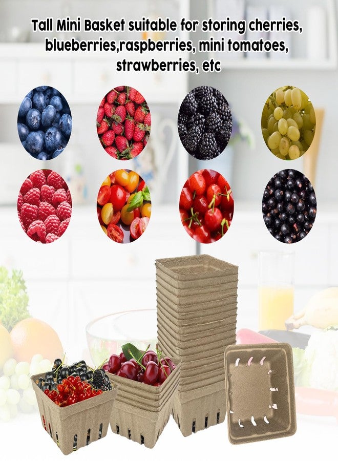 FMOACEN 50 Pcs Natural Pulp Fiber Berry Basket, Molded Berry Basket Produce Vented Container for Strawberry Blueberry Raspberry and Vegetable Small Farmer Market Grocery Stores, Backyard Party 4.3x4.3x2.8inch - Image 4