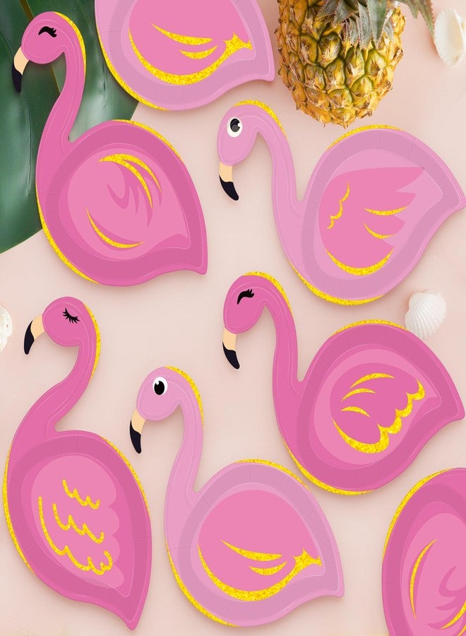 QZYL 50 Pcs Hawaiian Party Decorations, Flamingo Shaped Plates, Disposable Tropical Dessert Plates Luau Party Supplies Paper Decor Aloha Tableware Set for Summer Birthday Pool Beach Decor - Image 4