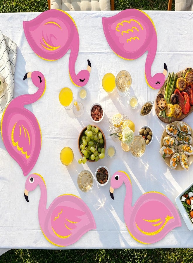 QZYL 50 Pcs Hawaiian Party Decorations, Flamingo Shaped Plates, Disposable Tropical Dessert Plates Luau Party Supplies Paper Decor Aloha Tableware Set for Summer Birthday Pool Beach Decor - Image 5