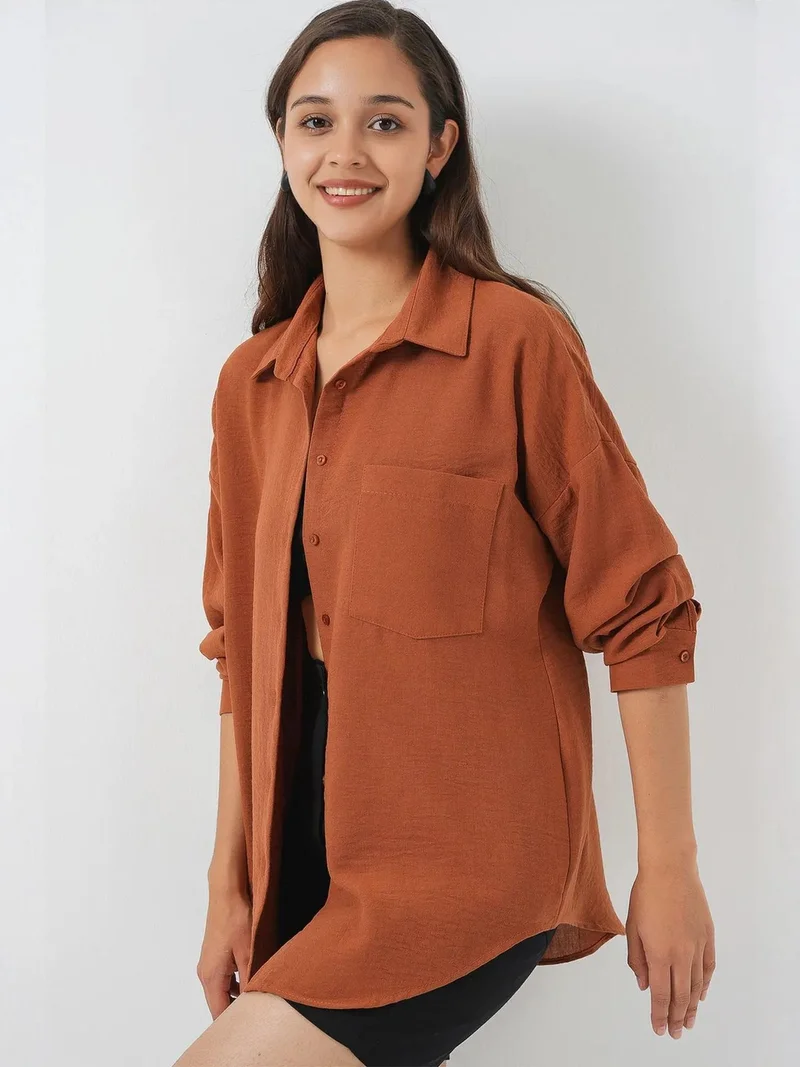 BIG DART BDART Linen Blended Shirt with Button Closure