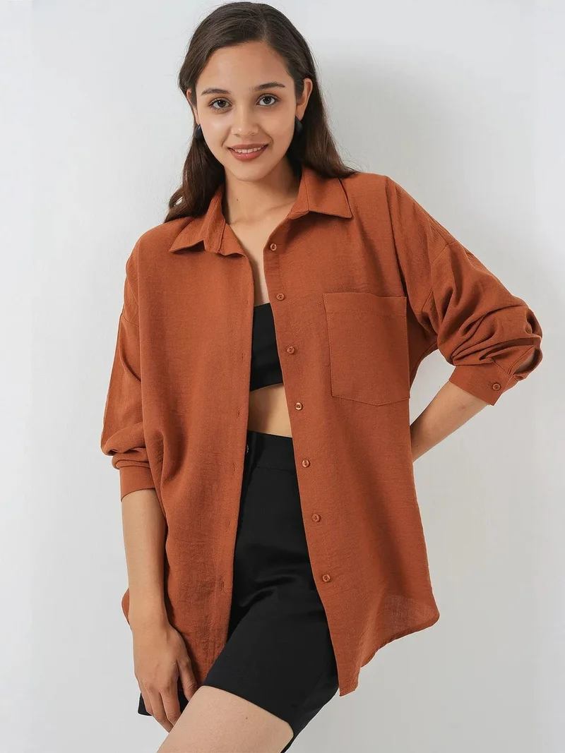 BIG DART BDART Linen Blended Shirt with Button Closure