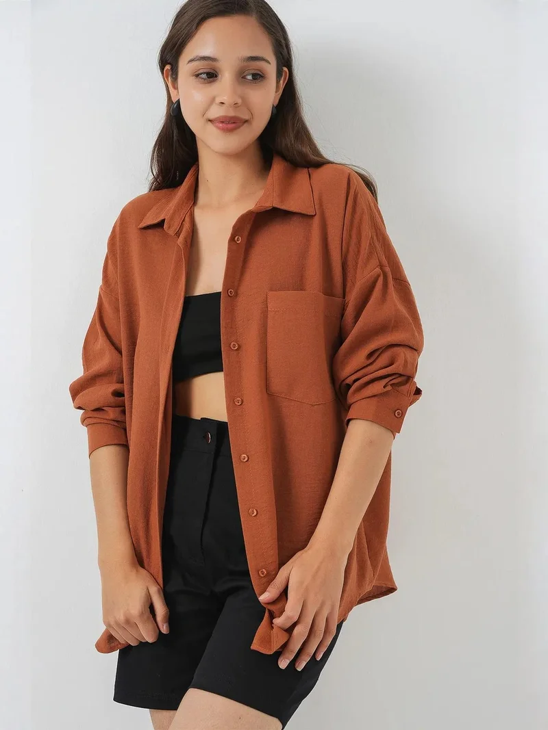 BIG DART BDART Linen Blended Shirt with Button Closure