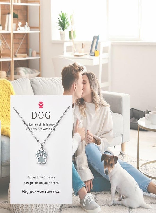 YangQian Glow in the Dark Blue Dog Paw Print Necklace Choker for Women & Men - Best Friend Pendant Gift for Dog Lovers - Image 2