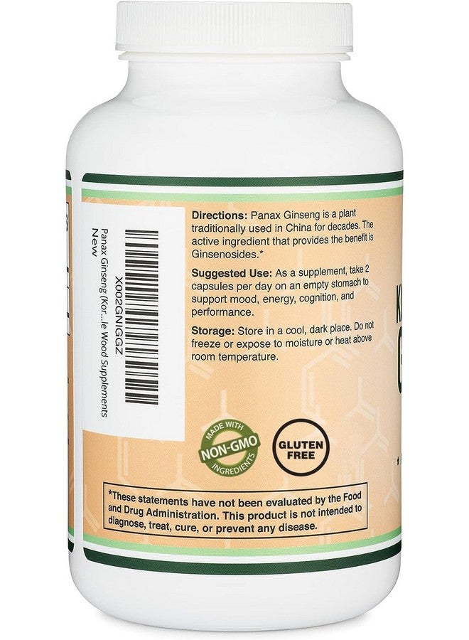 كبسولات الجينسنغ (مستخلص الجينسنغ الأحمر الكوري، 10% جينسنوسيدات باناكس الجينسنغ) (كمية تكفي 4 أشهر) 240 كبسولة نباتية - 1000 ملغ لكل جرعة لدعم المزاج والوظيفة الإدراكية والطاقة من دبل وود - Image 2