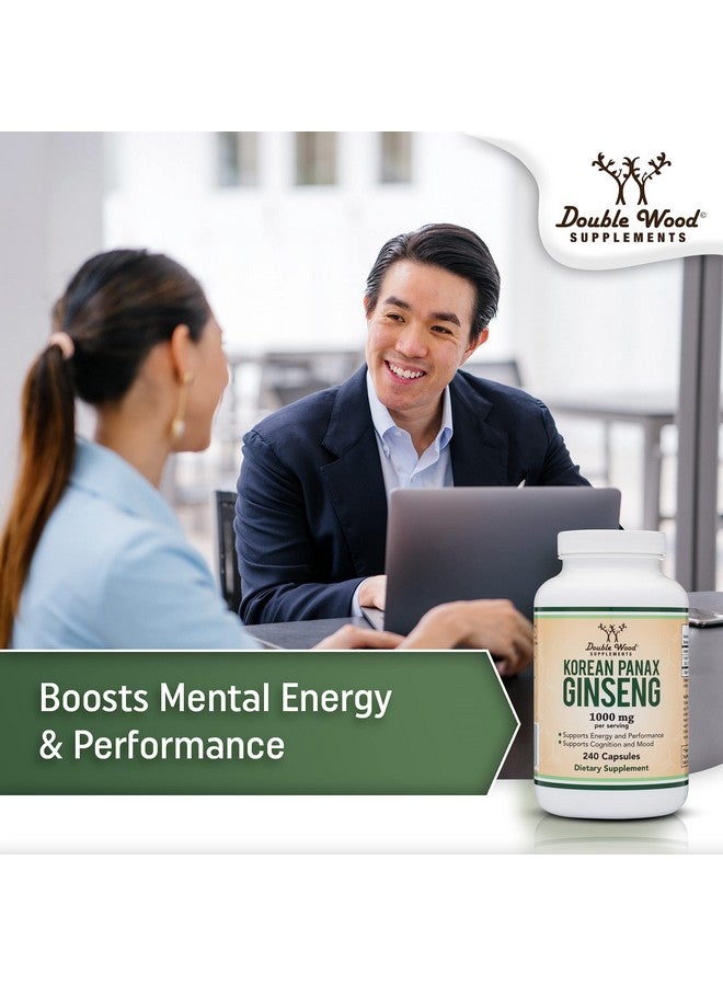 كبسولات الجينسنغ (مستخلص الجينسنغ الأحمر الكوري، 10% جينسنوسيدات باناكس الجينسنغ) (كمية تكفي 4 أشهر) 240 كبسولة نباتية - 1000 ملغ لكل جرعة لدعم المزاج والوظيفة الإدراكية والطاقة من دبل وود - Image 5