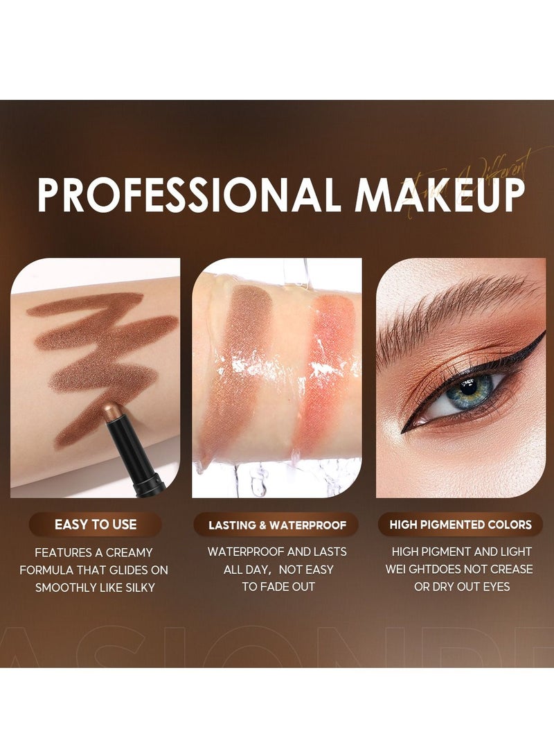FOCALLURE Shimmer Cream Eyeshadow Stick Eyeshadow and Eyeliner Pen, Waterproof Eye Shadow Pencil, Hypoallergenic Eyeshadow, Highlighter Eye Liner, Multi-Dimensional eyes Look #13 Soft Pink  - Image 3
