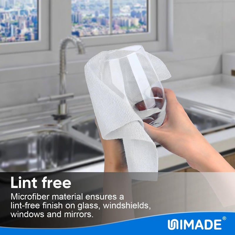 UNIMADE Shop Towel Rags, 50 Pack Reusable Shop Rags Bulk Microfiber Cleaning Cloth Lint Free Cleaning Towels for Car Kitchen Automotive Bar Mechanic Restaurant Garage, 11.5"x 11.5", White - Image 5
