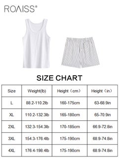 roaiss 2Pcs Pure Cotton Pajamas Suit for Men H Type Round Neck Sleeveless Vest and Comfortable Loose Shorts Mens Summer Letter Pattern Soft Skin-Friendly Pyjama Set Suitable for Boyfriend Husband Dad Son  - Image 3
