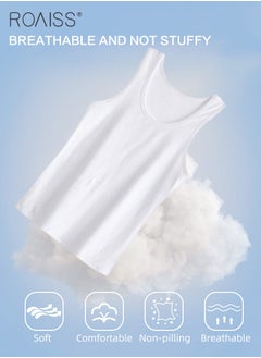 roaiss 2Pcs Pure Cotton Pajamas Suit for Men H Type Round Neck Sleeveless Vest and Comfortable Loose Shorts Mens Summer Letter Pattern Soft Skin-Friendly Pyjama Set Suitable for Boyfriend Husband Dad Son  - Image 5