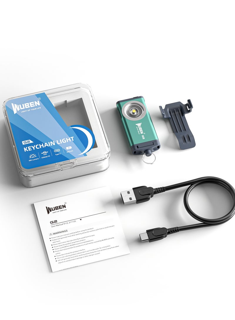 WUBEN G2 سلسلة مفاتيح مصباح يدوي صغير، شعلة 500 لومن قابلة لإعادة الشحن جيب 5 أوضاع صغيرة LED سلسلة مفاتيح EDC ألمع مصباح يدوي مشبك قبعة مغناطيسي للسفر والمشي والبحث والمشي لمسافات طويلة والطوارئ - Image 3