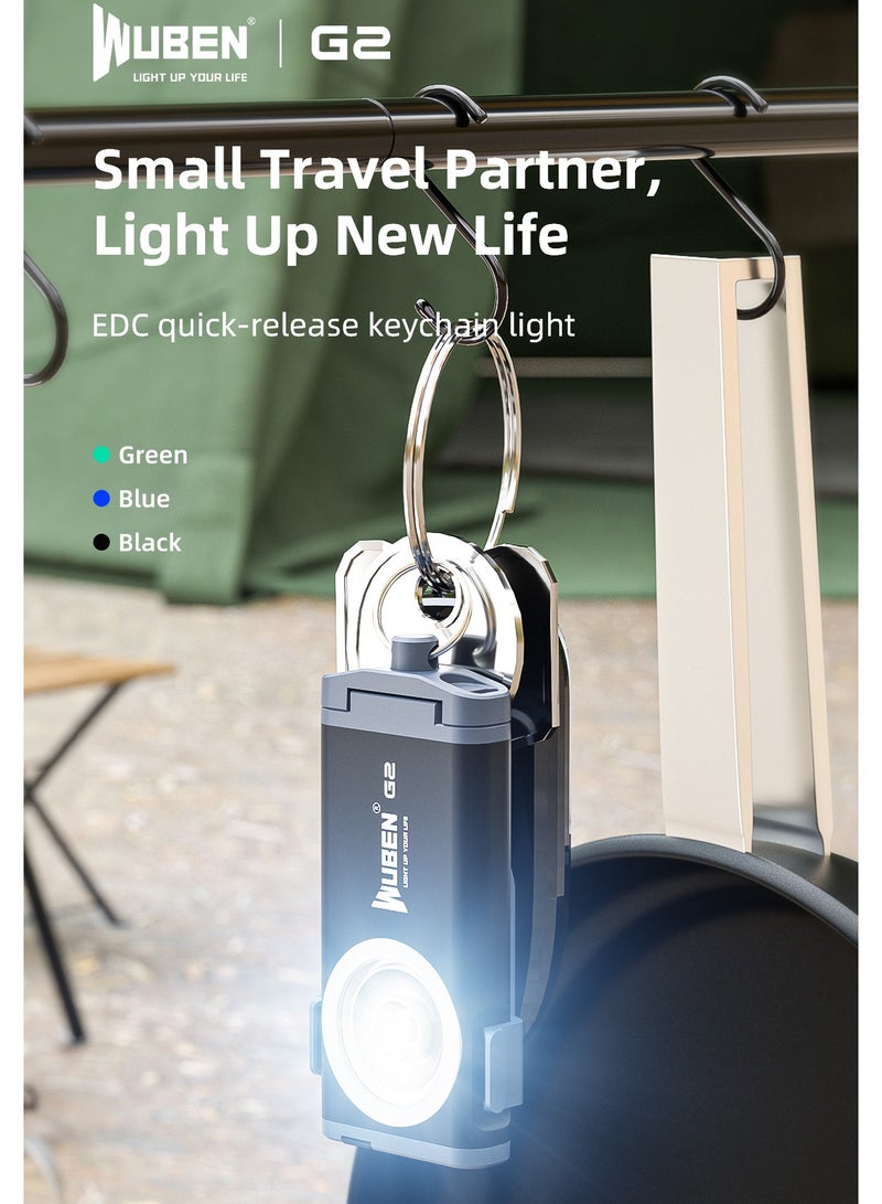WUBEN G2 سلسلة مفاتيح مصباح يدوي صغير، شعلة 500 لومن قابلة لإعادة الشحن جيب 5 أوضاع صغيرة LED سلسلة مفاتيح EDC ألمع مصباح يدوي مشبك قبعة مغناطيسي للسفر والمشي والبحث والمشي لمسافات طويلة والطوارئ - Image 4