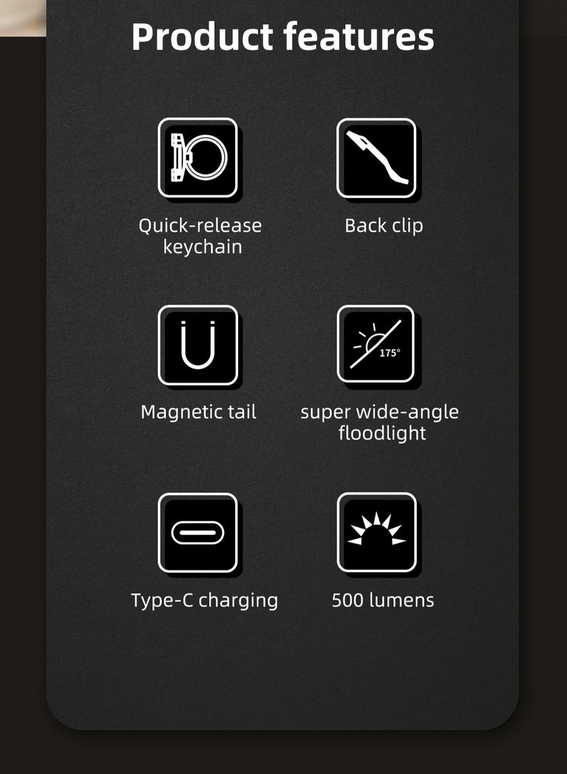WUBEN G2 سلسلة مفاتيح مصباح يدوي صغير، شعلة 500 لومن قابلة لإعادة الشحن جيب 5 أوضاع صغيرة LED سلسلة مفاتيح EDC ألمع مصباح يدوي مشبك قبعة مغناطيسي للسفر والمشي والبحث والمشي لمسافات طويلة والطوارئ - Image 5
