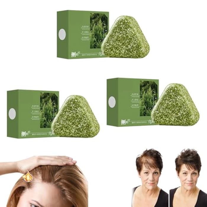 2025 New Nature Seven Green Soap Triangle Shampoo Bar, Usman Grass Shampoo Conditione Bar, Calming & Strengthens Hair for Women and Mens, Natural Plant-Based Solid Soap (3 pcs) - Image 1
