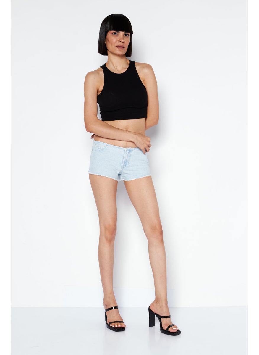 Don't Call Me Jennyfer - Women Washed Denim Shorts, Light Blue - Image 1