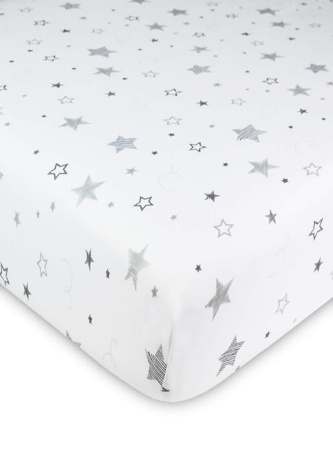 American Baby Company American Baby Company 3 Pack Printed 100% Cotton Jersey Knit Fitted Crib Sheet for Standard Crib and Toddler Mattresses, Super Stars/Gray/White, for Boys and Girls - Image 3