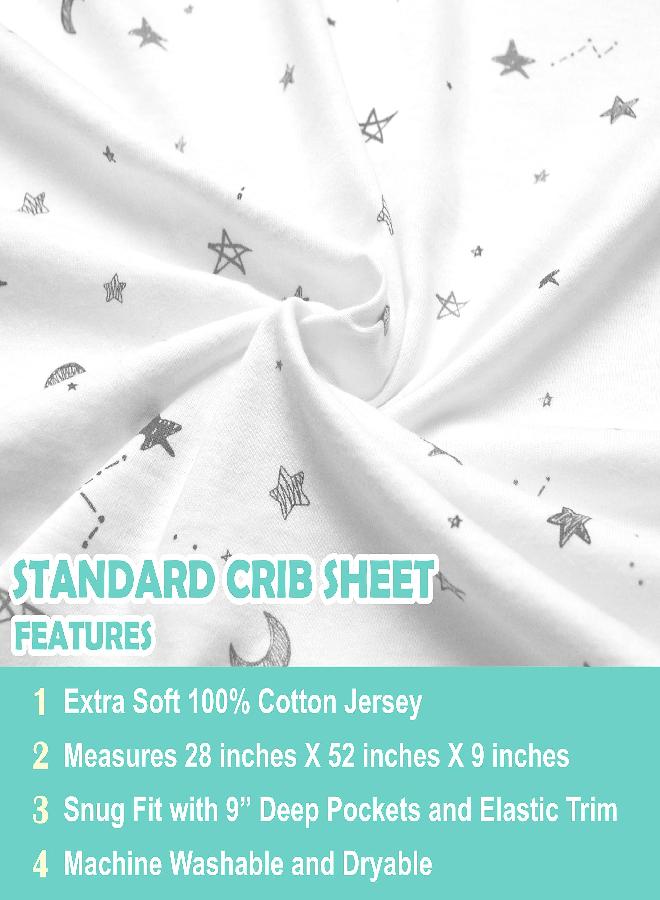 American Baby Company American Baby Company 3 Pack Printed 100% Cotton Jersey Knit Fitted Crib Sheet for Standard Crib and Toddler Mattresses, Super Stars/Gray/White, for Boys and Girls - Image 2