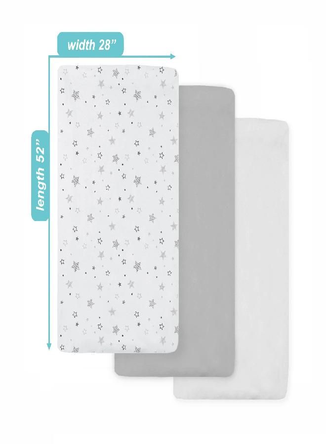 American Baby Company American Baby Company 3 Pack Printed 100% Cotton Jersey Knit Fitted Crib Sheet for Standard Crib and Toddler Mattresses, Super Stars/Gray/White, for Boys and Girls - Image 1