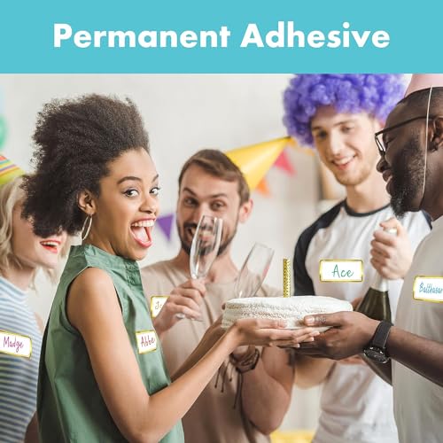 True-Ally 400 PCS Gold Metallic Name Labels, Blank Name Tag Stickers with Permanent Adhesive Writable Stickers with Metallic Gold Border for School Office Home (400) - Image 4