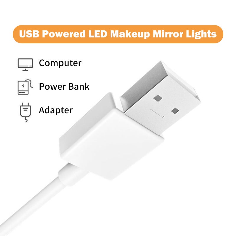 10 PCS LED Makeup Mirror Lights 3 Color Modes Vanity Mirror Lights Bathroom Mirror Light with USB Cable LED Strip Lights - Image 5