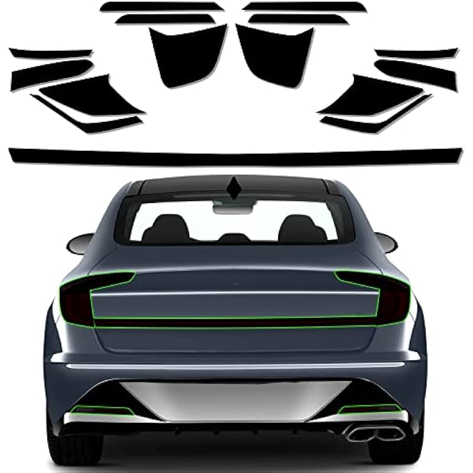 rayihni Precut Vinyl Overlay Tint Kit Film Fit For Hyundai Sonata 20202022 Full Taillight With Gloss Dark Smoke Wrap Cover Vinyl Decals Exterior Parts And Accessories Full Taillight - Image 1