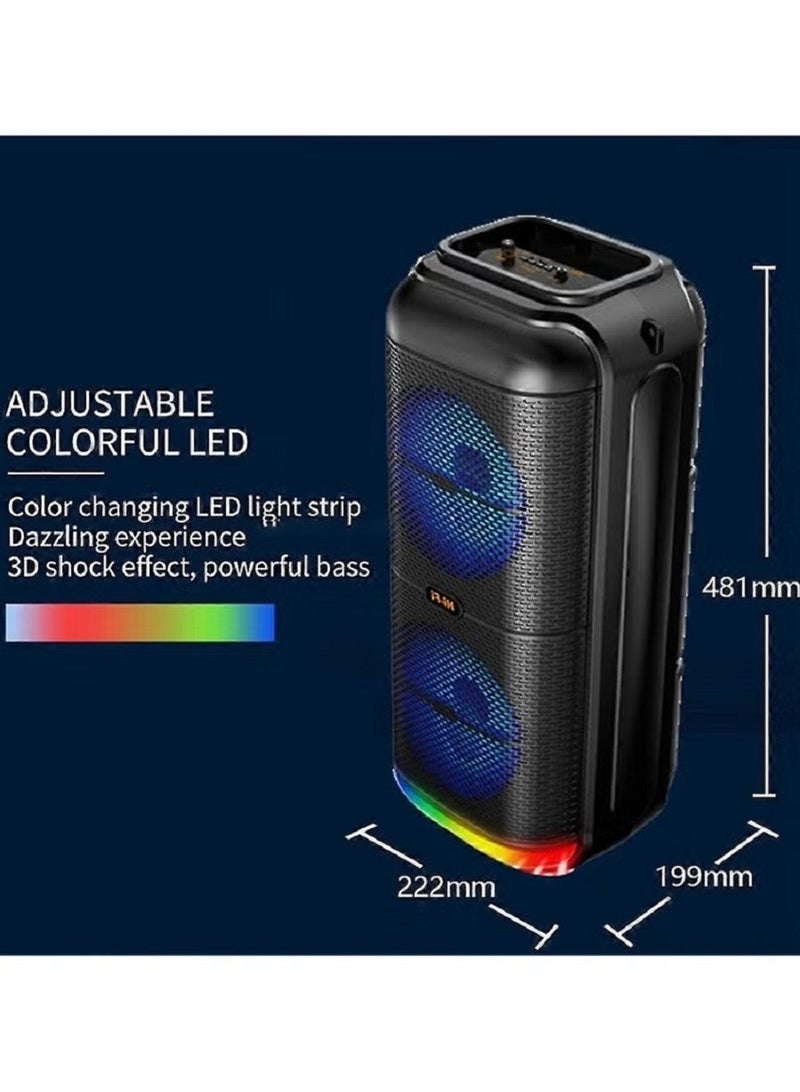 Denx 1200W extremely large outdoor Bluetooth speaker with dual 6-inch horn subwoofers and microphone - Image 4