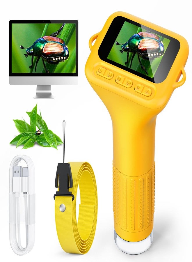 SKYBASIC Digital Microscope for Kids, 2" Screen 1000X Handheld Microscope HD Pocket Portable Microscopes Camera, Science Edu Fun Birthday Gifts Toys for Ages 4-12 Children Students Boys Girls -Yellow - Image 1