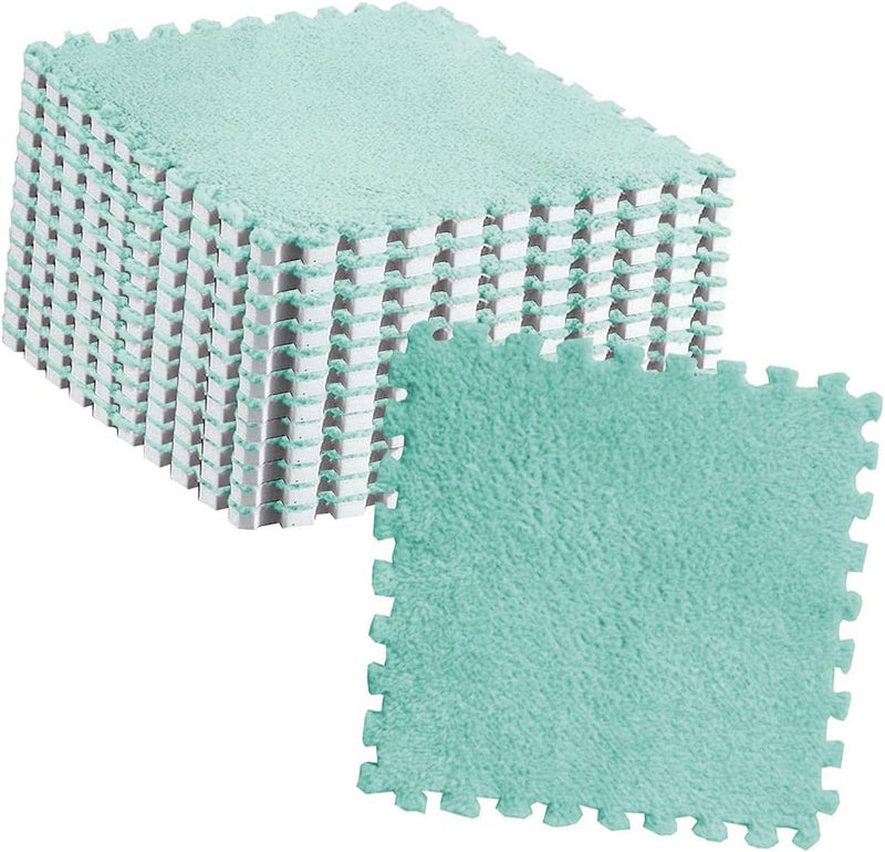 Pomya Antislip Soft Foam Mats | Washable Plush Puzzle Tiles for Kids Bedroom Playroom Nursery (Green) - Image 2