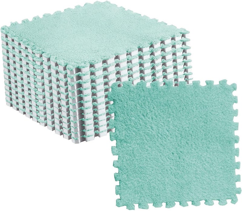 Pomya Antislip Soft Foam Mats | Washable Plush Puzzle Tiles for Kids Bedroom Playroom Nursery (Green) - Image 4