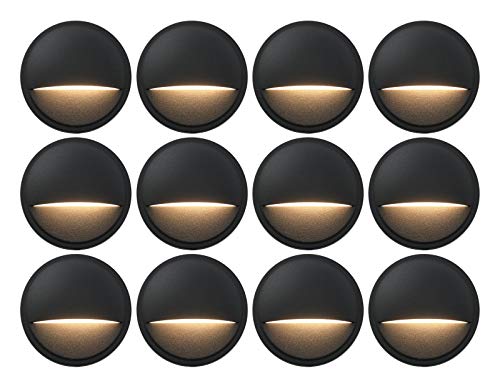 GKOLED 12 Pack Low Voltage LED Deck Lights, Landscape Step Lights Fixtures, 2W Integrated LED Chips, Die-cast Aluminum 12V AC/DC Railing Post Accent Lighting, Black Powder Coated Finish, UL-Listed - Image 1