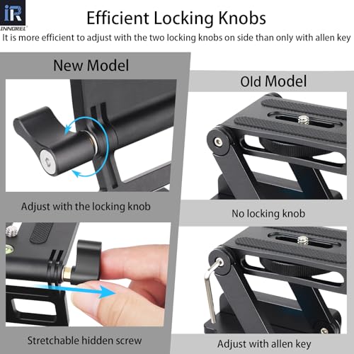 INNOREL ZH7 Z Flex Tilt Tripod Head Aluminum Alloy Flexible Multiple Angles Panoramic Folding Z Type Head with Adjustment Knob for DSLR Camera Camcorder Slider Rail Load 11.0lb/5kg - Image 3