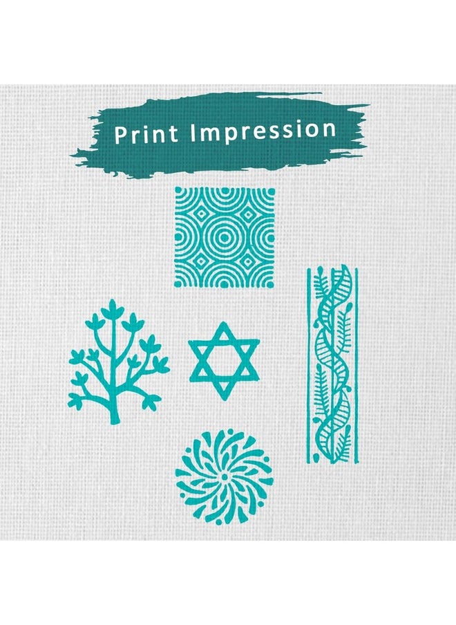 Hashcart Wooden Stamp Block | Set Of 5 | Printing Stamp Design Set | Block For Printing Saree Border | Dresses, Craft Card Making, Scrapbook, Clay Pottery  - Image 3