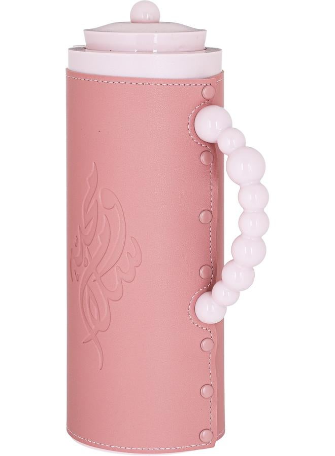 رويال 7 ترمس زجاجي سعة 1 لتر هيكل بلاستيكي مع غطاء جلدي وردي - Image 4